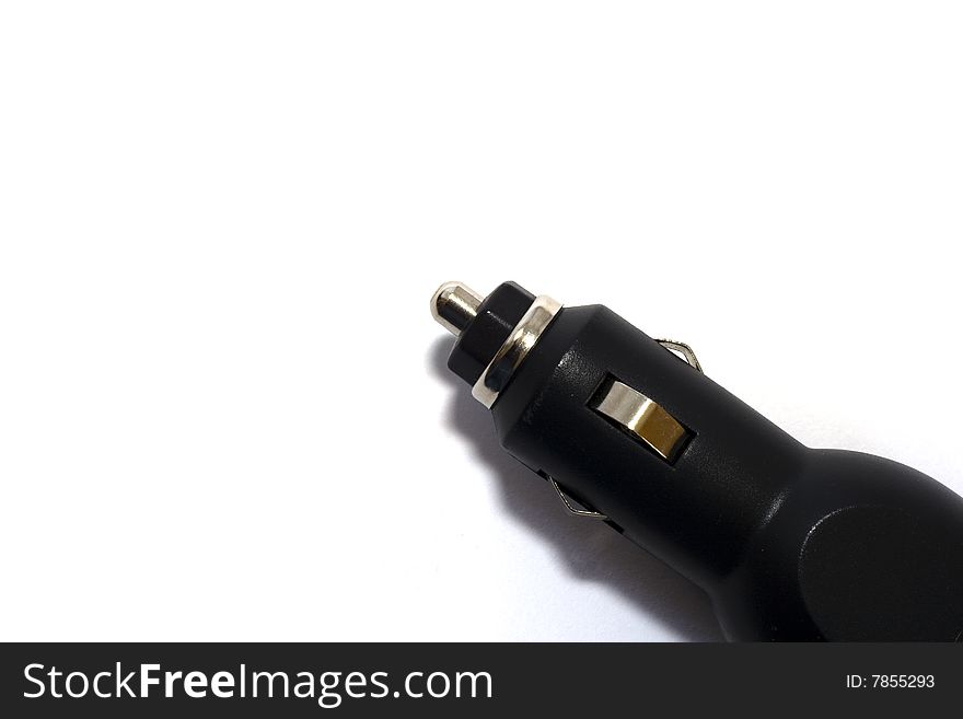 Closeup of isolated car adapter