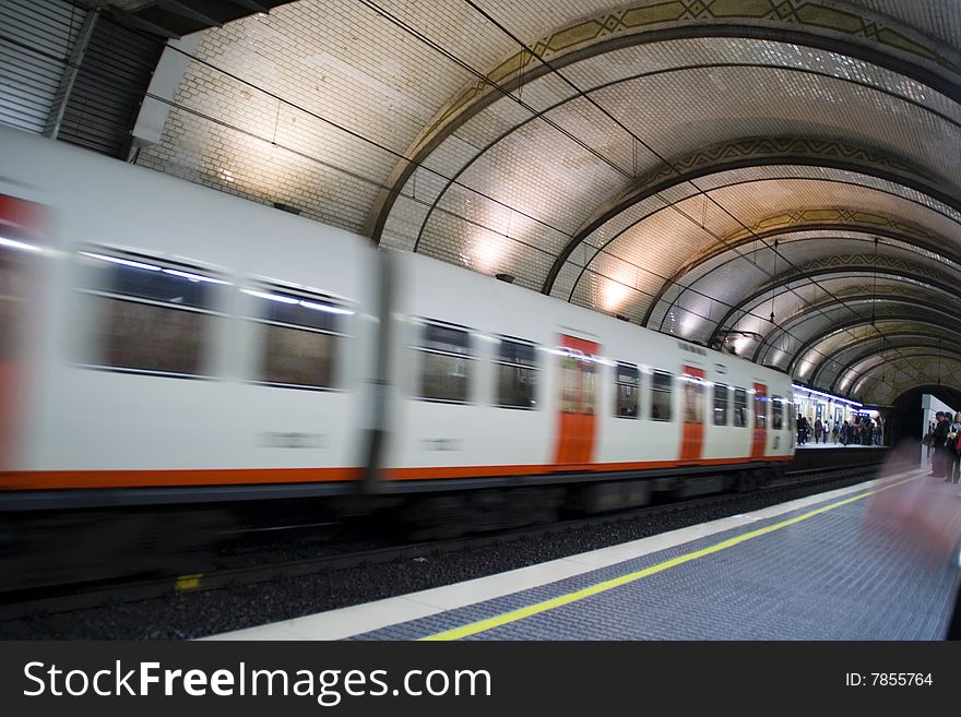 Train moving on its tracks