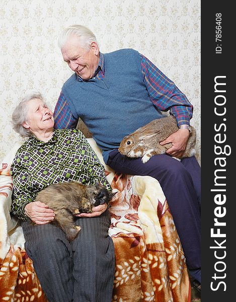 Happy husband and wife with domestic animal. Happy husband and wife with domestic animal