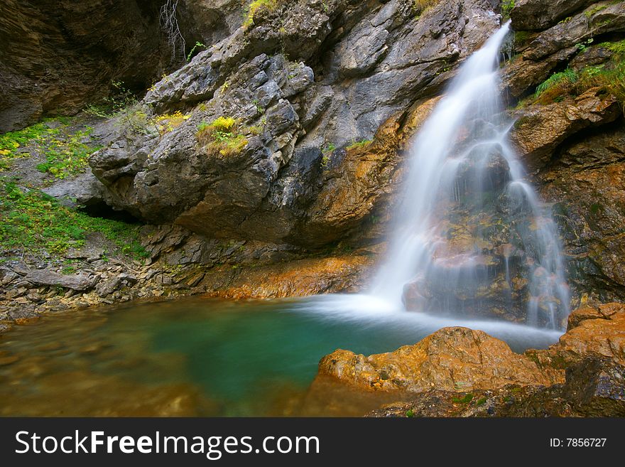 A waterfall in the french alps