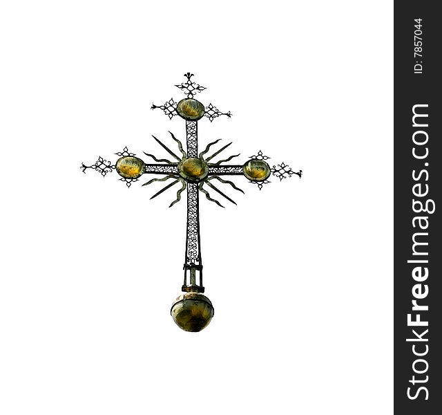 Decorated orthodox cross over white