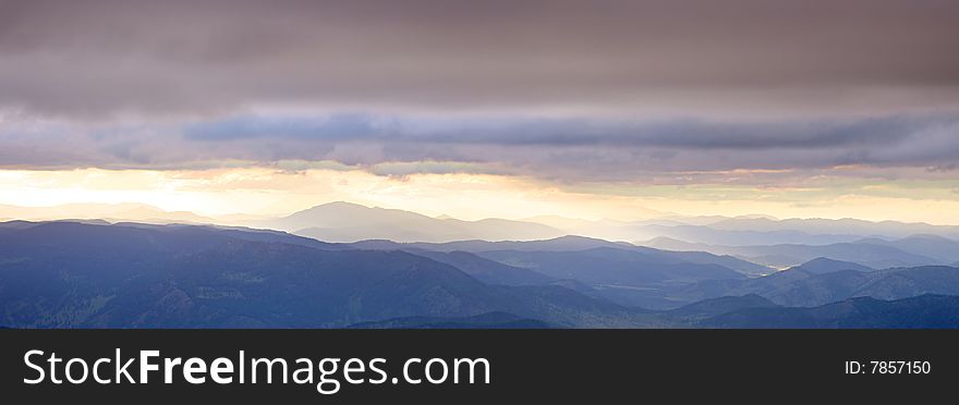 Dramatic clouds under the Altai mountains