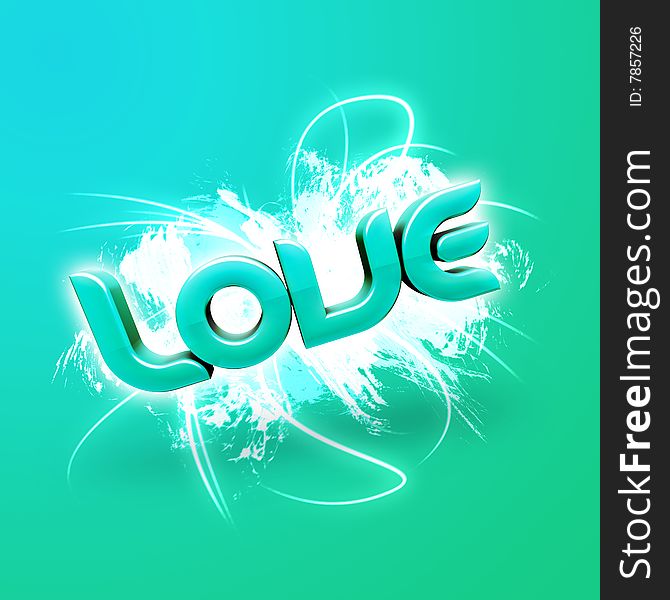 3D illustration of the word Love over a modern abstract background. 3D illustration of the word Love over a modern abstract background.