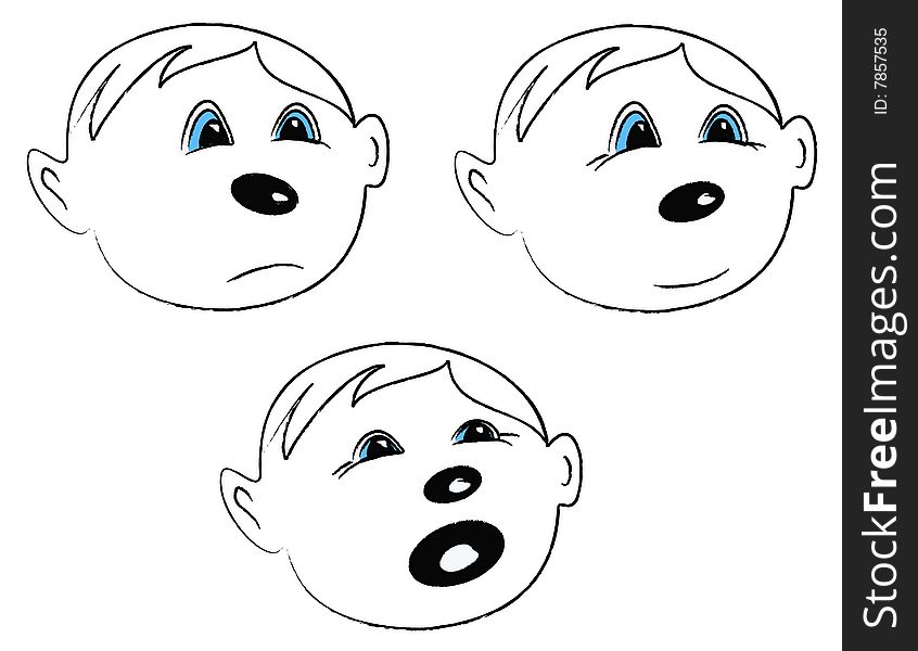 Illustration of Child emotions - sad, happy, shouting