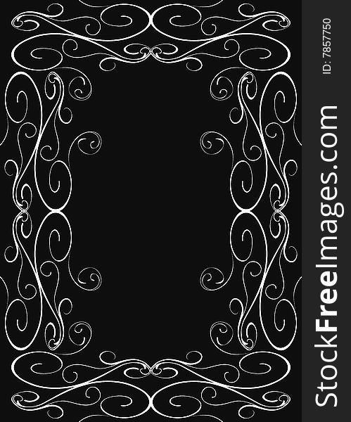 Floral frame on black background (vector). Floral frame on black background (vector)