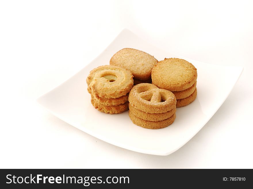 Cookies in white plate