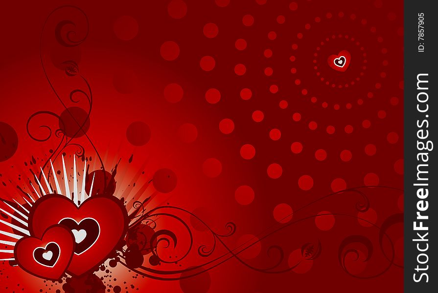 Red illustrated valentine card for any use. Red illustrated valentine card for any use