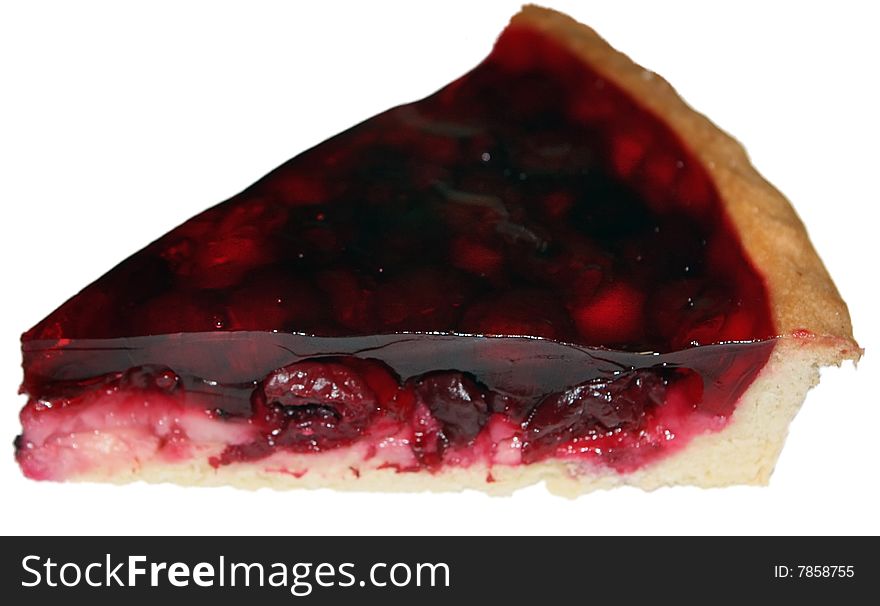 Cake With Cherries Isolated