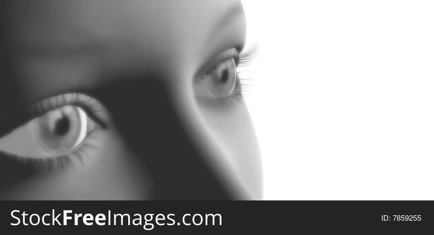 Woman eyes with grey light look. Woman eyes with grey light look.