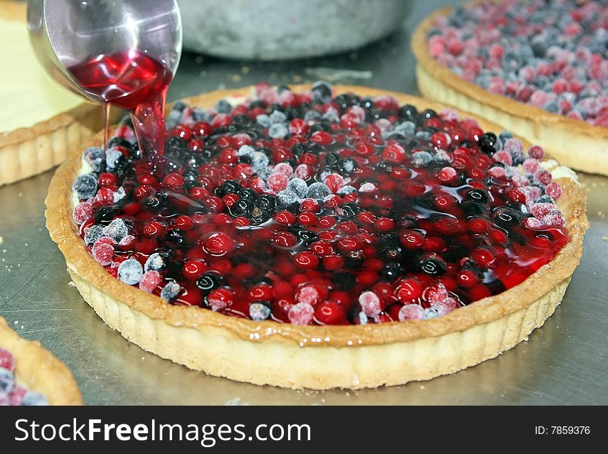 Sweet berry pie cooked by the confectioner. Sweet berry pie cooked by the confectioner