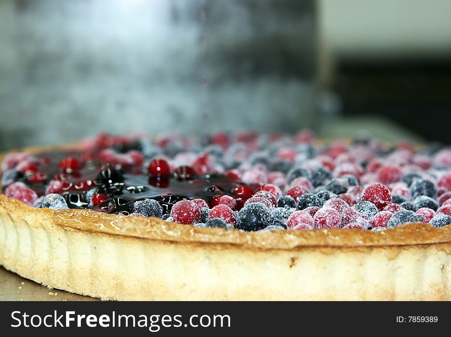 Sweet berry pie cooked by the confectioner. Sweet berry pie cooked by the confectioner