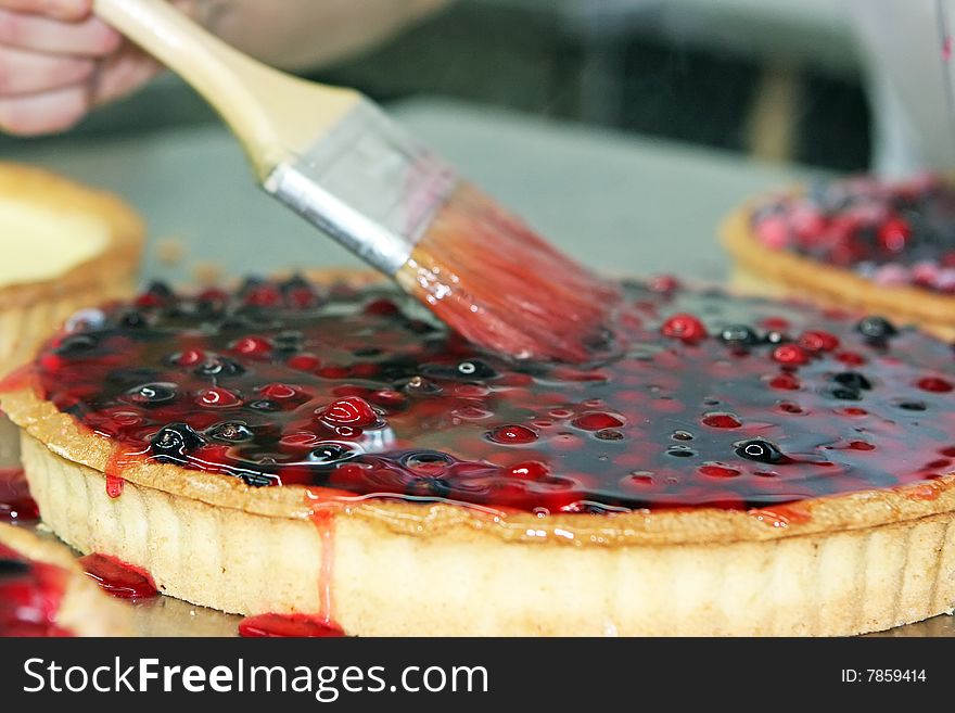 Sweet berry pie cooked by the confectioner. Sweet berry pie cooked by the confectioner