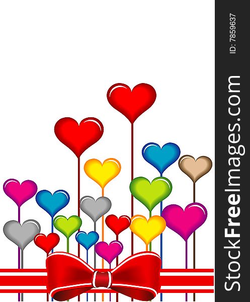 Heart and bow on white background, vector