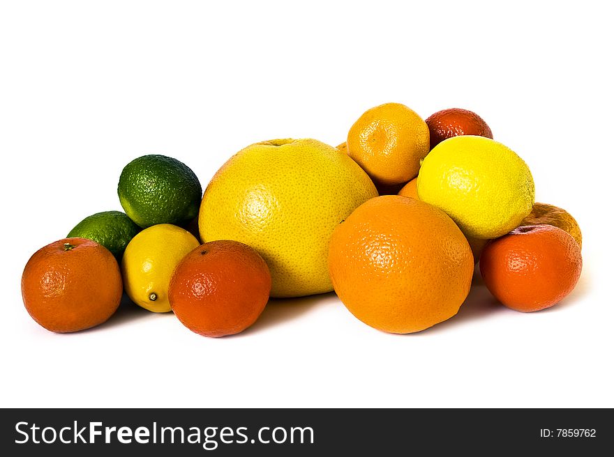 Heap of citrus isolated on white background