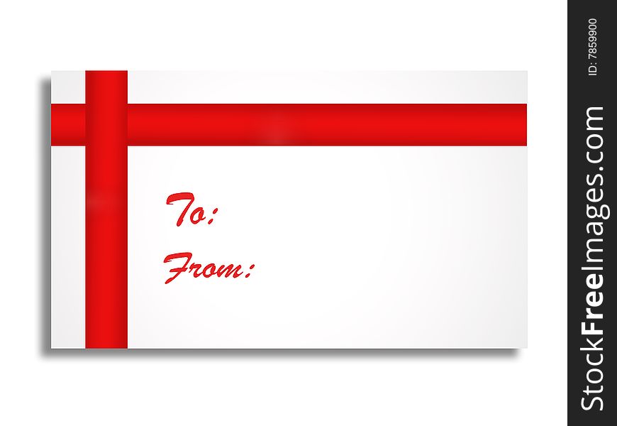 White card with red ribbons