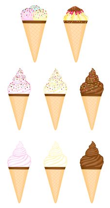 Waffle Ice Cream Set Stock Images