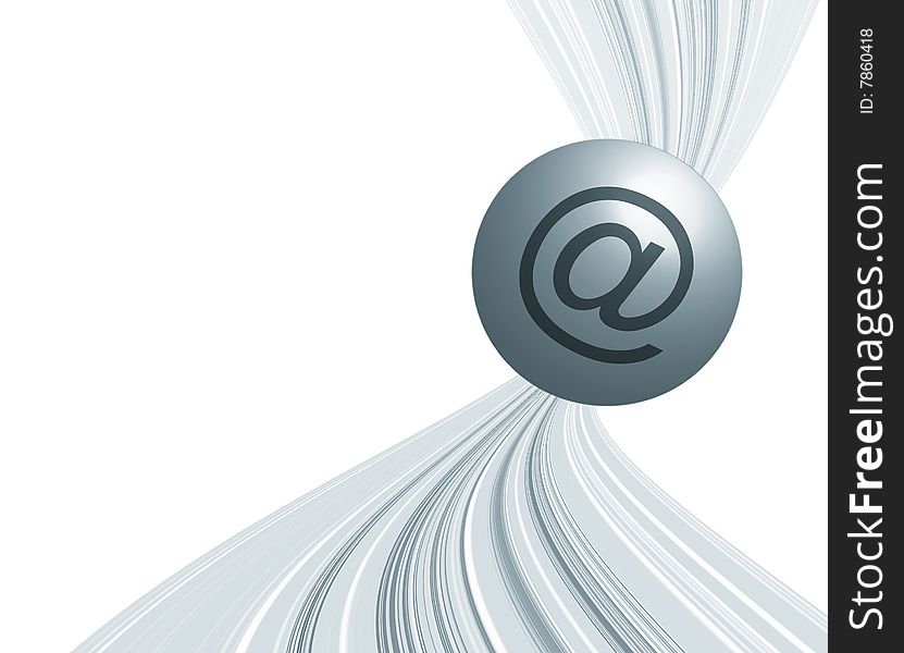 Email symbol on ball over toned stripe pattern. Email symbol on ball over toned stripe pattern