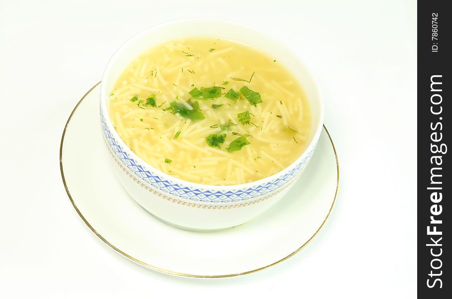 noodle soup isolated on white background