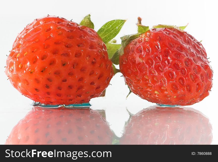 Two Strawberries Isolated On White