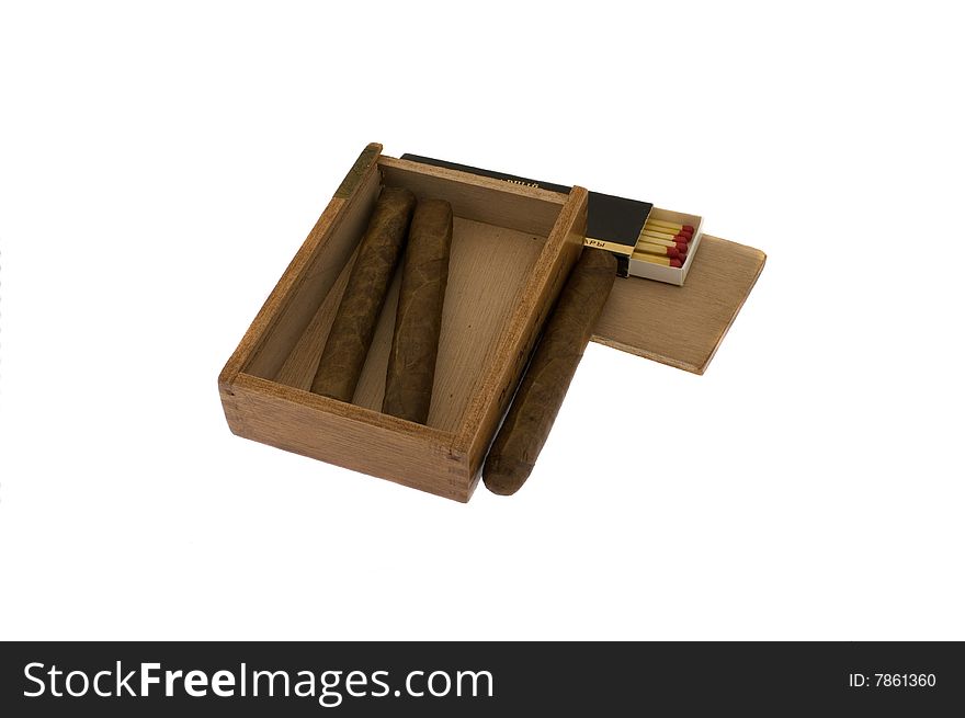 Three cigars isolated on white