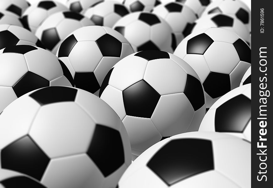 3D rendered soccer balls background