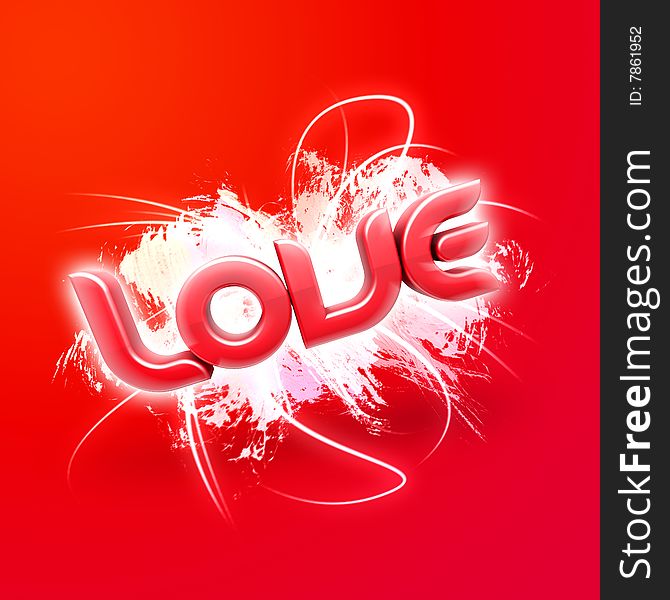 3D illustration of the word Love over a modern abstract background. 3D illustration of the word Love over a modern abstract background.