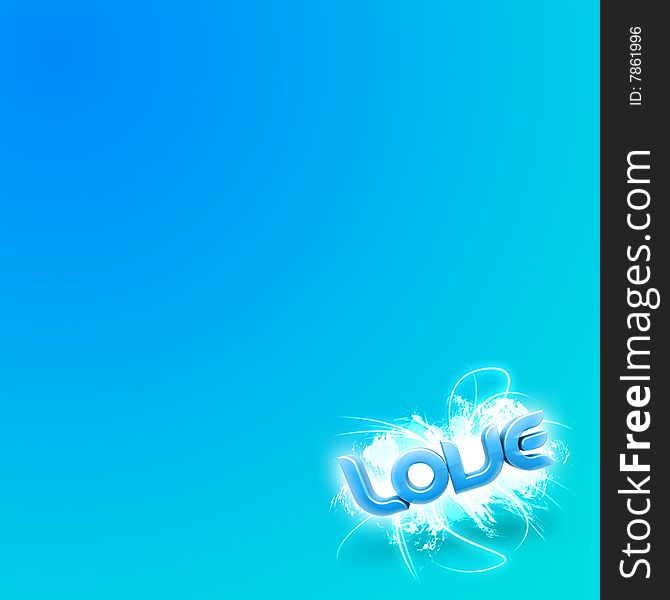 3D illustration of the word Love Blue mini