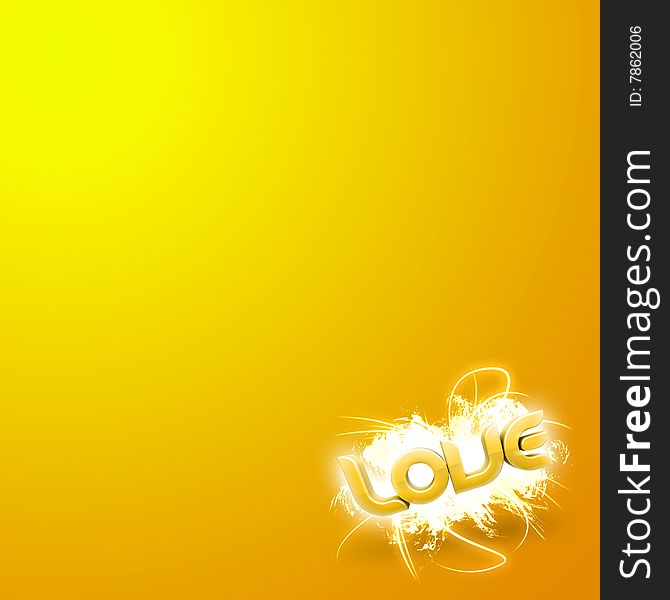 3D illustration of the word Love Yellow mini
