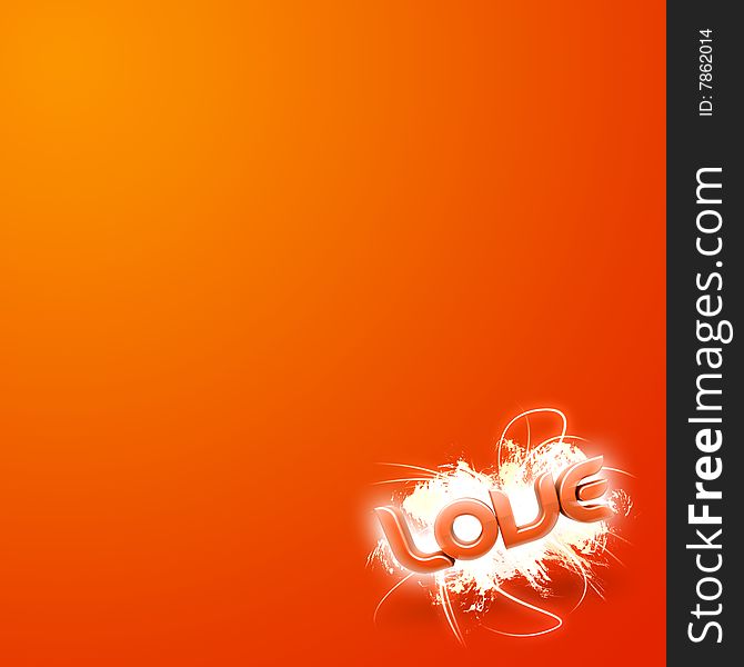 3D Illustration Of The Word Love Orange Mini