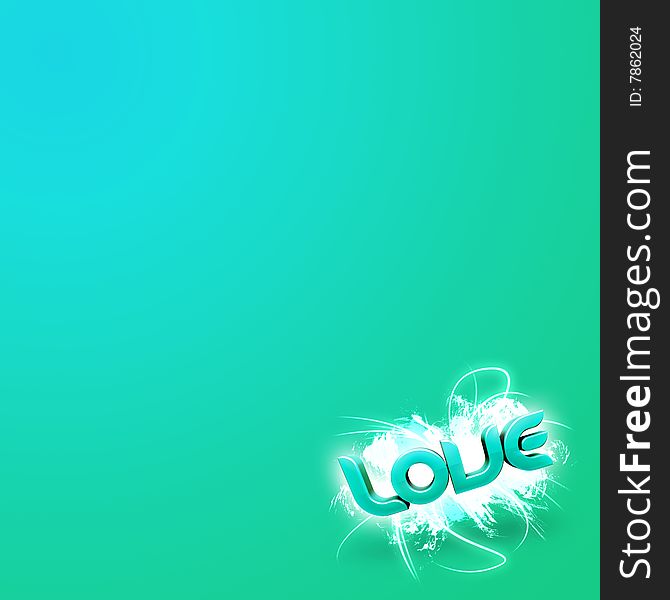 3D illustration of the word Love over a modern abstract background. 3D illustration of the word Love over a modern abstract background.