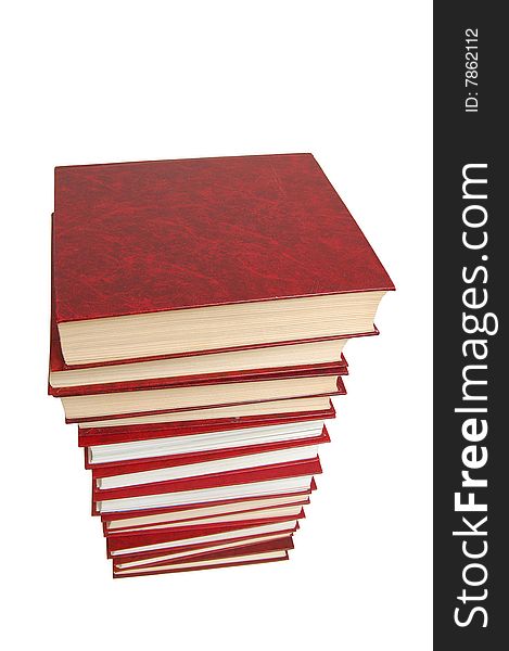 Stack of the red books isolated on a white background