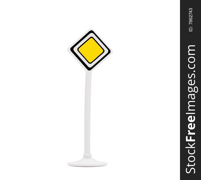 Priority sign post on isolated white background