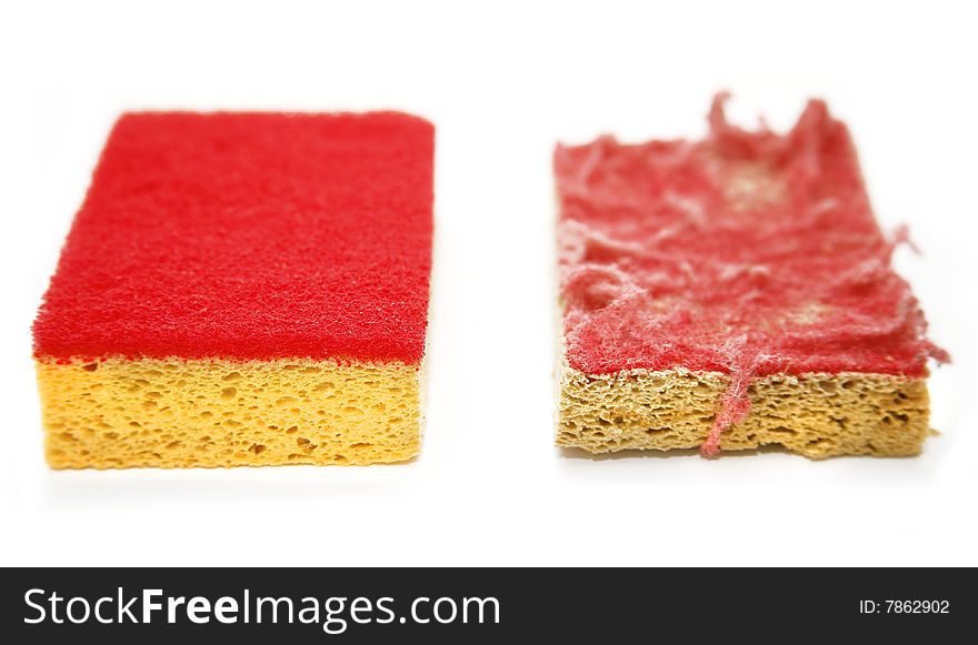 Clean and dirty, before and after sponge. Clean and dirty, before and after sponge