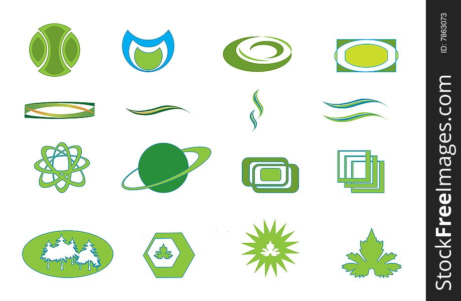 Set of environmental green icons; vector. Set of environmental green icons; vector