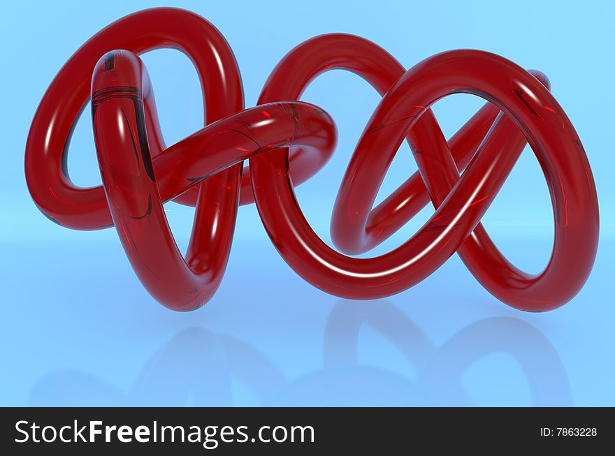Red plastic cable in seamless loop. Red plastic cable in seamless loop