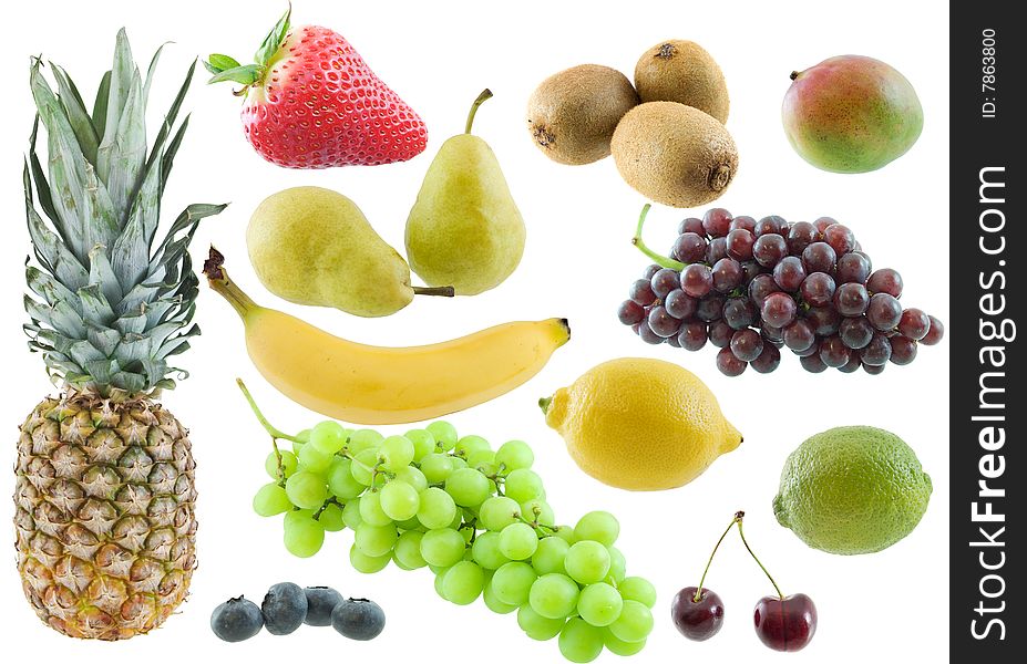 Large image of several fruits isolated on white. Large image of several fruits isolated on white