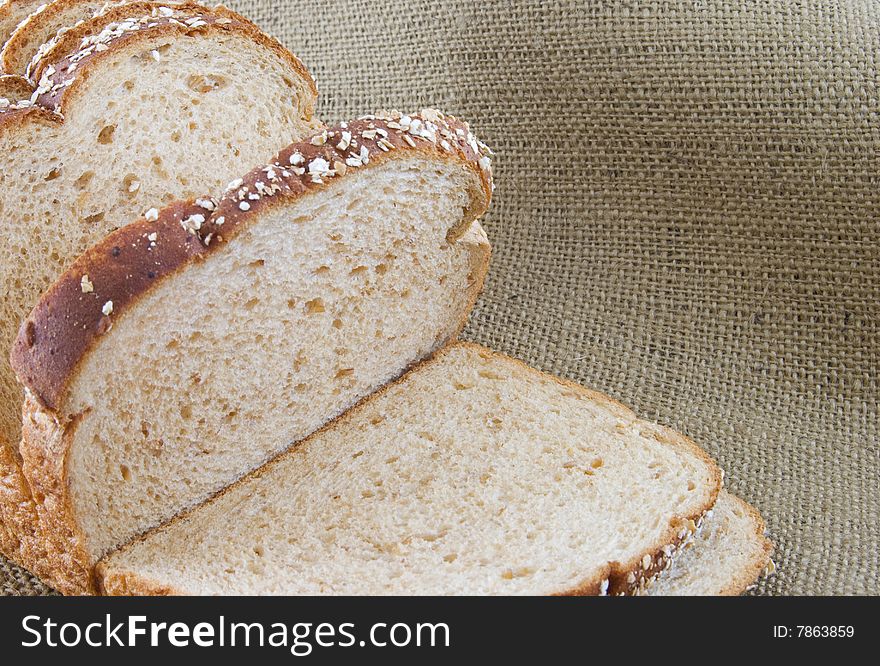 Whole wheat bread on burlap