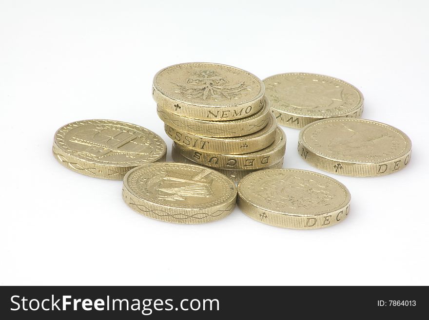 British pound coins isolated on white back ground