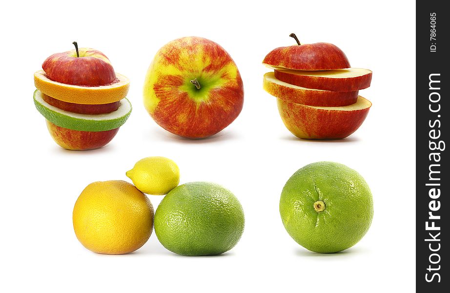 Large Page Of Fruits Isolated On The White Backgro
