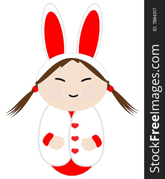 A cute Chibi style love bunny.  Sweet illustration for cards or valentines day.