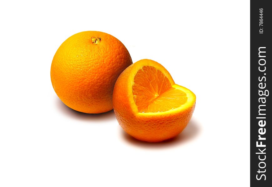 One orange cuts with a love shape