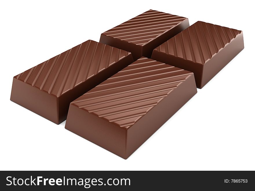Chocolate macro isolated on white