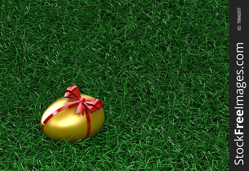 Golden Egg on green grass