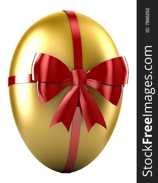 Golden Egg with red satin bow