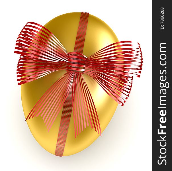 Golden Egg with red satin bow