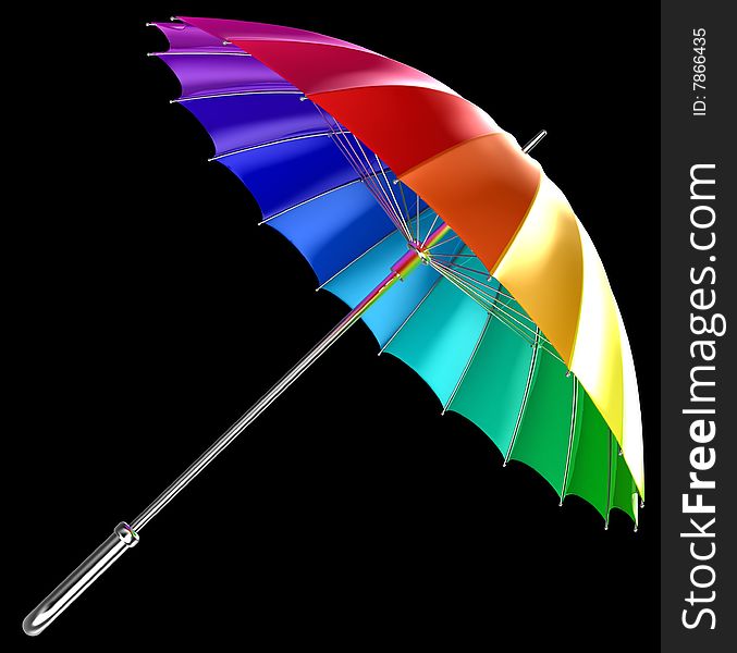Rainbow Umbrella isolated on black