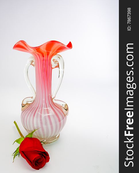 Art Glass Vase And A Rose
