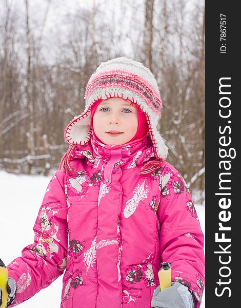 Girl on cross-country ski