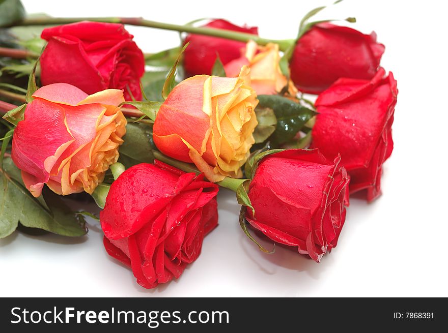 Bouquet of red and yellow roses