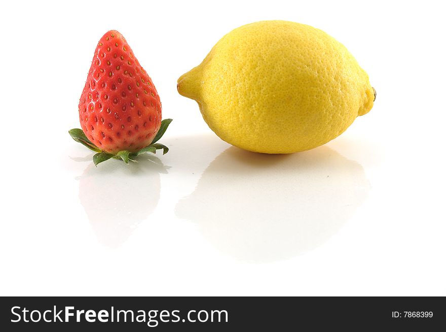 Strawberry and lemon abstract shot